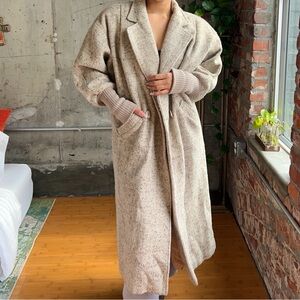 women’s vintage oversized beige long wool coat